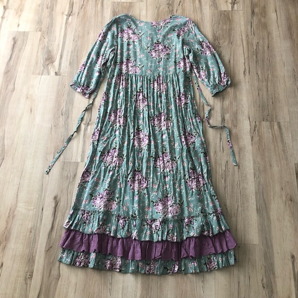 April Cornell Green and Purple Floral Maxi Dress - Picture 9 of 9